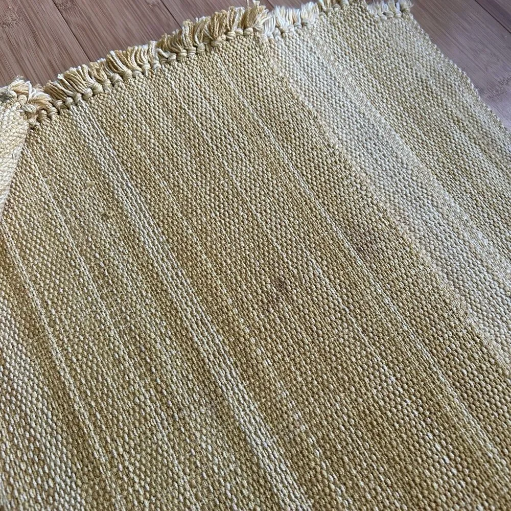 Vintage Yellow Woven Fabric Placemats Set Of 6 Dinner Table